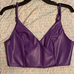 Purple leather crop top
